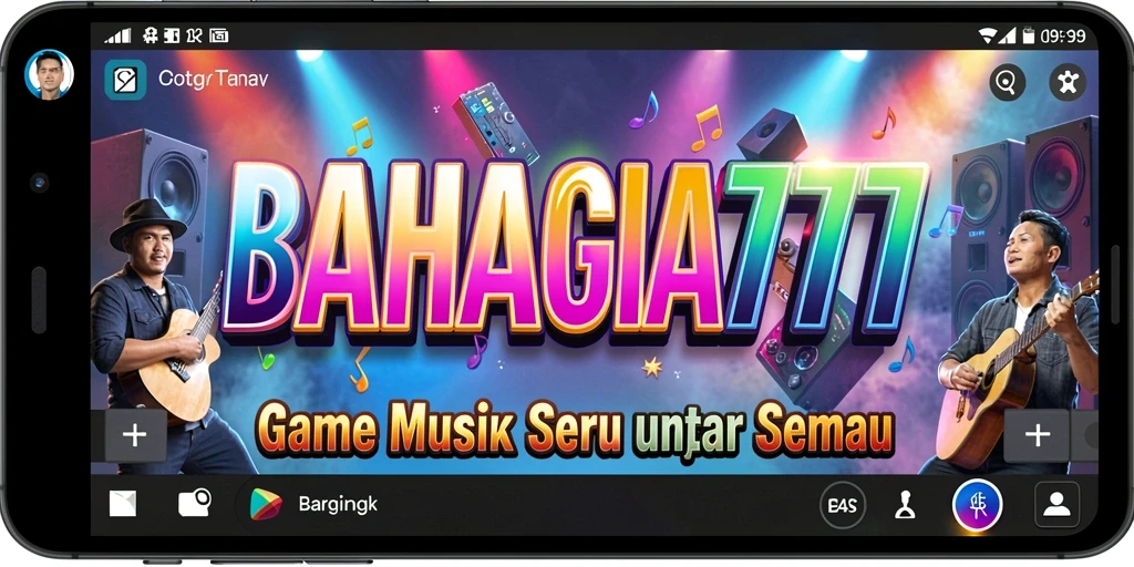 Tampilan gameplay BAHAGIA777 yang mengasyikkan dengan iringan musik.
