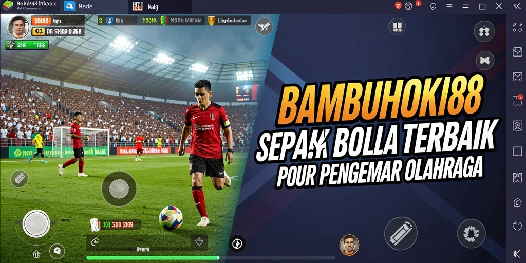 Tampilan gameplay seru dari BAMBUHOKI88 dengan aksi sepak bola mendebarkan.