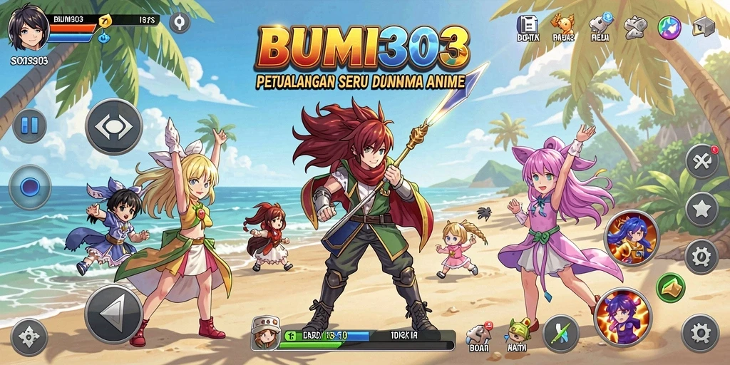 Tampilan gameplay menakjubkan BUMI303 dalam dunia anime yang menakjubkan.