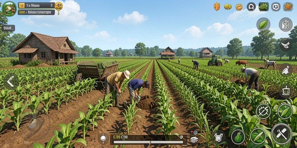 Gameplay C789 yang menampilkan pertanian yang menarik.
