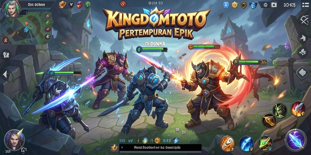 Tangkapan layar dari gameplay epik KINGDOMTOTO di arena MOBA.