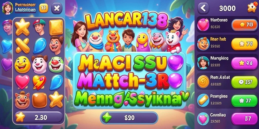 Tampilan gameplay seru LANCAR138 dengan tantangan Match-3.