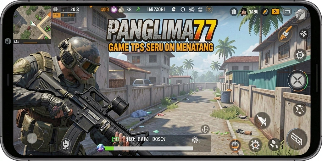 Screenshot gameplay yang menunjukkan aksi menegangkan di PANGLIMA77.