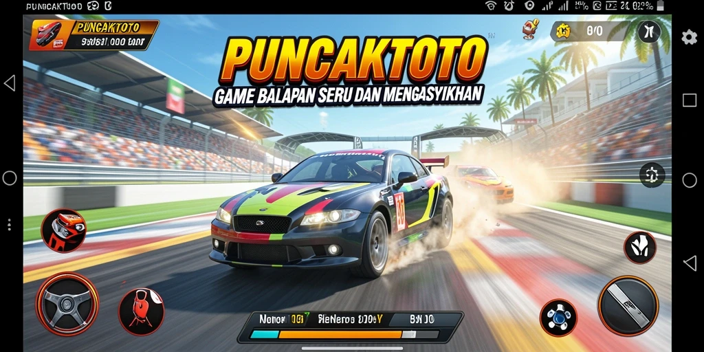 Tampilan gameplay balapan yang seru dan menegangkan di PUNCAKTOTO.