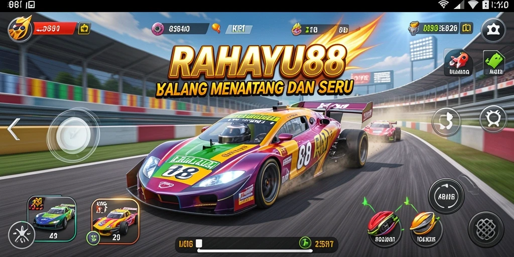Tampilan gameplay balap RAHAYU88 yang mendebarkan dan penuh tantangan.