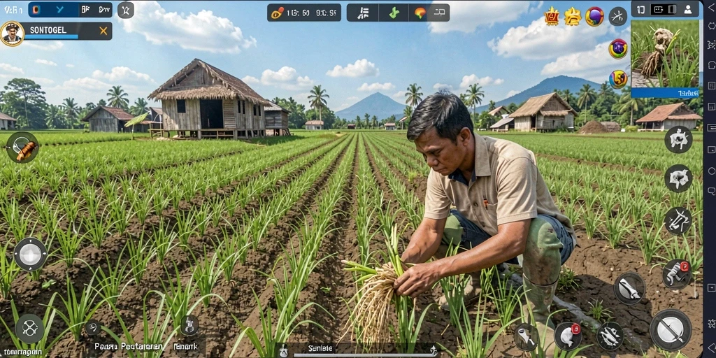 Gameplay <strong>SONTOGEL</strong> yang seru dengan aktivitas pertanian.