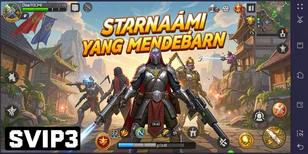 Tampilan gameplay SVIP3 menampilkan pertempuran strategi epik.