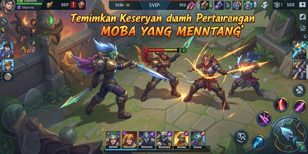 Tangkapan layar utama SVIP4 menampilkan momen seru dalam pertarungan MOBA.