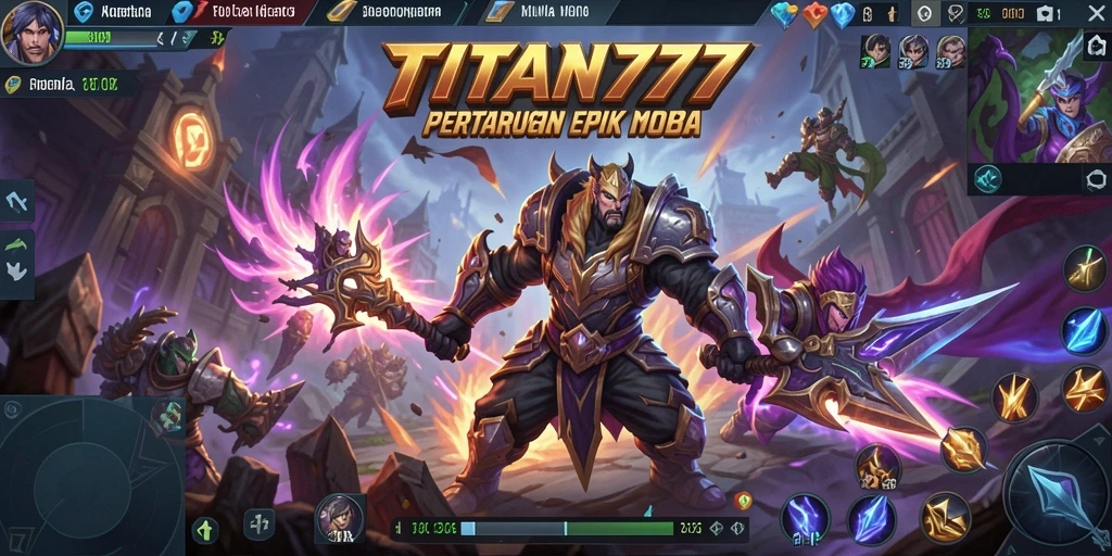 Screenshot gameplay intens di arena MOBA TITAN777.