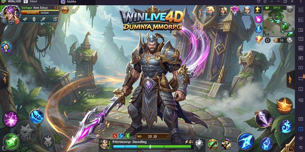 Tangkapan layar gameplay <strong>WINLIVE4D</strong> yang menunjukkan aksi di dunia MMORPG.